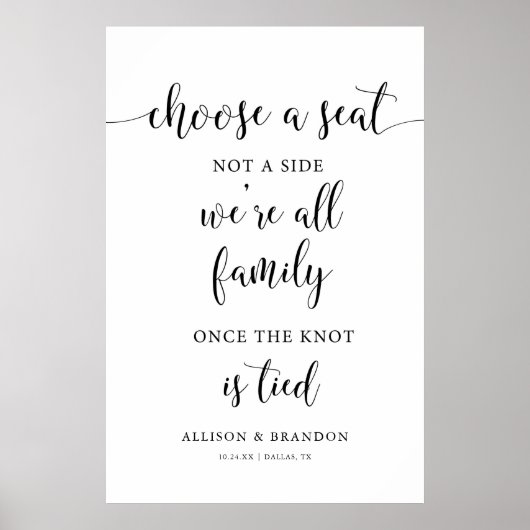 座る席を選んで、陣取る側ではない ウェディング席札 ポスター (正面)