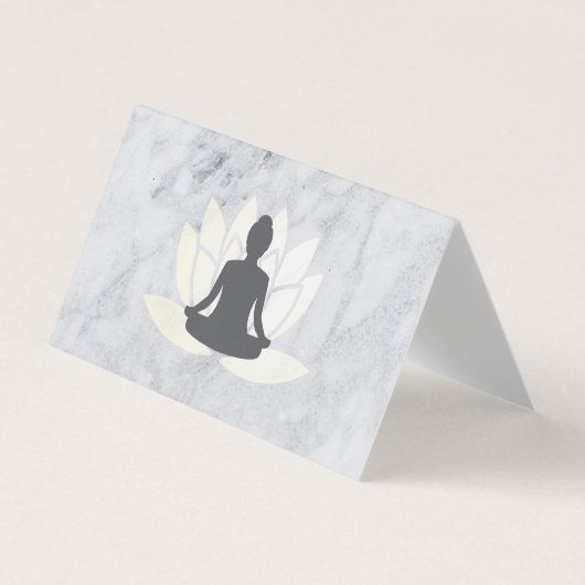 座る蓮の曼荼羅と大理石 名刺 (正面)