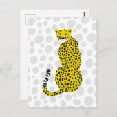 座る野生のチーター斑点のある大きな猫ポートレート ポストカード (正面/裏面)