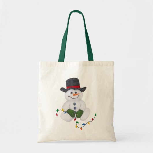 座る雪だるまトートバッグ トートバッグ (正面)