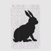 座る黒うさぎ側プロファイル水玉模様 ゴルフタオル (正面)