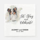 座る、ステイ祝&ダルマチ結婚アン スタンダードランチョンナプキン (正面)