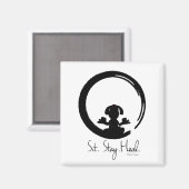 座れ。待って。癒しなさい。犬のめい想磁石姿勢 マグネット (正面/裏面)