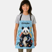 座カラフル座パンダベア名パーソナライズされた青 エプロン (インサイチュ)