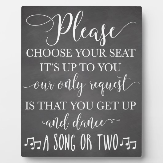 座席とダンスのサイン結婚を選択 フォトプラーク (正面)