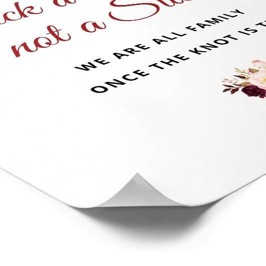 座席のバーガンディと赤面フローラの結婚サインを選ぶ ポスター (角)