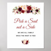 座席のバーガンディと赤面フローラの結婚サインを選ぶ ポスター (正面)