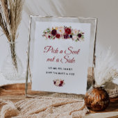 座席のバーガンディと赤面フローラの結婚サインを選ぶ ポスター