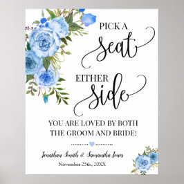 座席の両側のセレモニー結婚ムブルーのサインを選ぶ ポスター