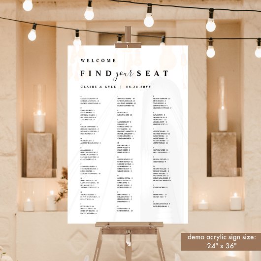 座席の白いアルファベットの座席を見つける アクリルサイン