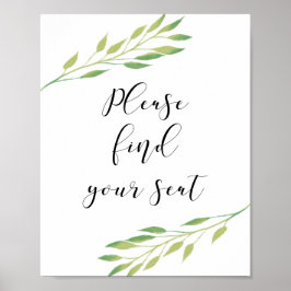 座席を見つけなさい水彩葉の標識 ポスター