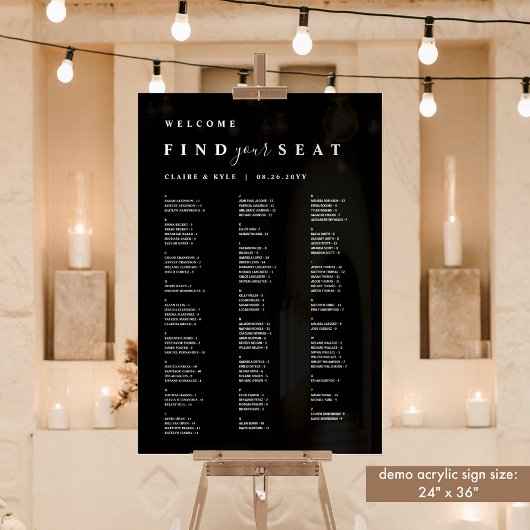 座席を黒いアルファベットの座席で探す アクリルサイン