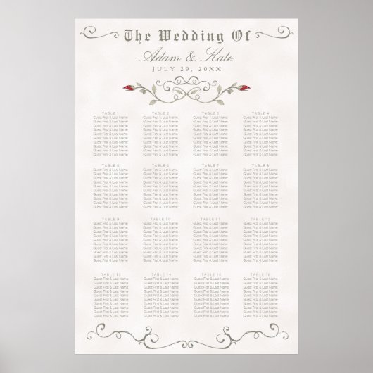 座席図121-160 エレガント| Red Rose結婚's ポスター (正面)