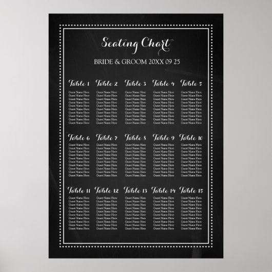 座席図15表150 Guest Chalkboard ポスター (正面)