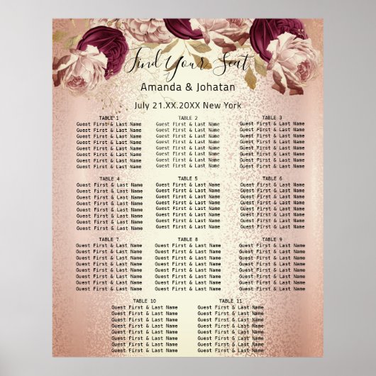 座席表のイベント結婚バラ11 ポスター (正面)