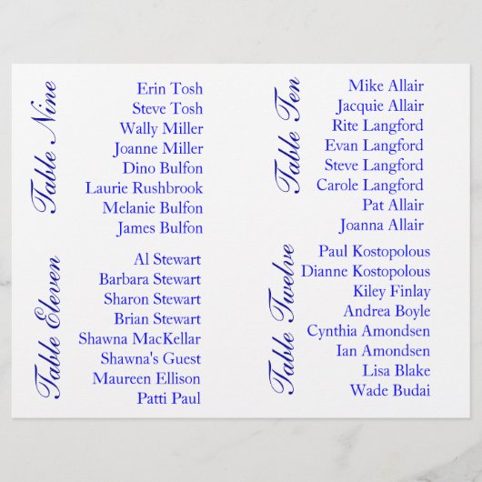 座席表のサンプル文字 チラシ (正面)