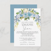 座席表の代わりのほこりっぽいブルーフローラ 案内状 (正面/裏面)