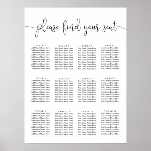 座席表の座席表を結婚見つけなさい ポスター (正面)