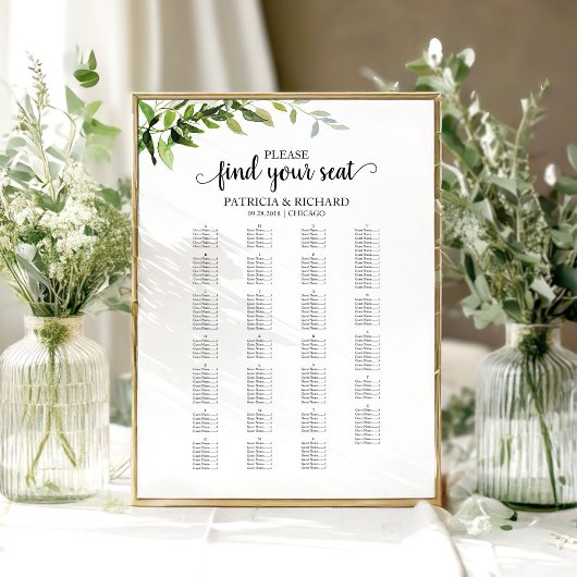 座席表の緑(アルファベットエレガント) ポスター