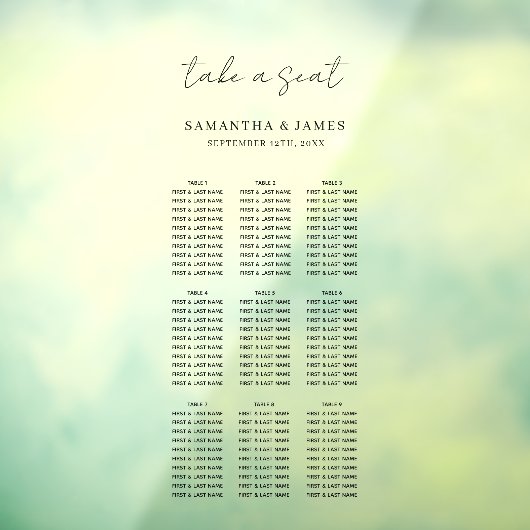 座席表をスタイリッシュ結婚取る ウィンドウサイン (シート3)