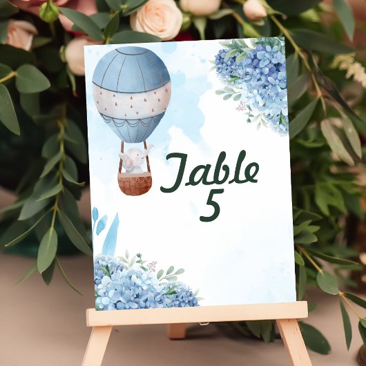 座席表を上に象の遠くに熱気球 テーブルナンバー