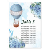 座席表を上に象の遠くに熱気球 テーブルナンバー (正面)