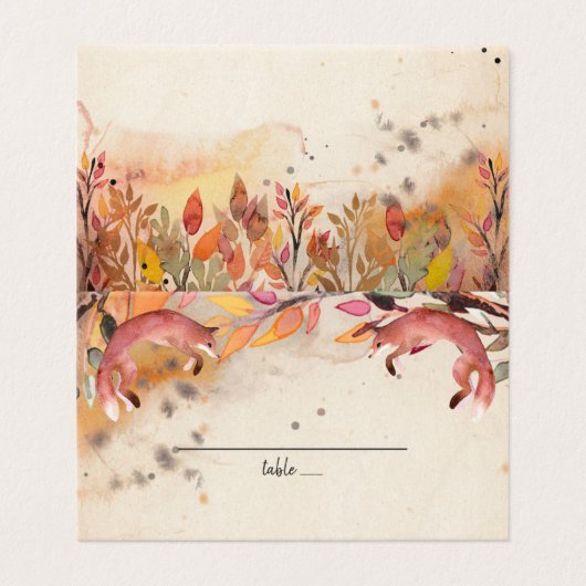 座席表を結婚しているヴィンテージのキツネ 名刺 (外部フラット)