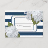 座席表アールデコネイビーストライプのホワイトアジサイ 名刺 (正面)