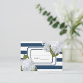 座席表アールデコネイビーストライプのホワイトアジサイ 名刺 (スタンド正面)