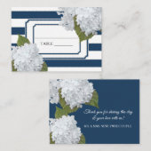 座席表アールデコネイビーストライプのホワイトアジサイ 名刺 (正面/裏面)