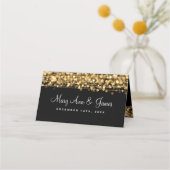 座席表エレガントなウェディングパーティースパークル金ゴールド プレイスカード (裏面)