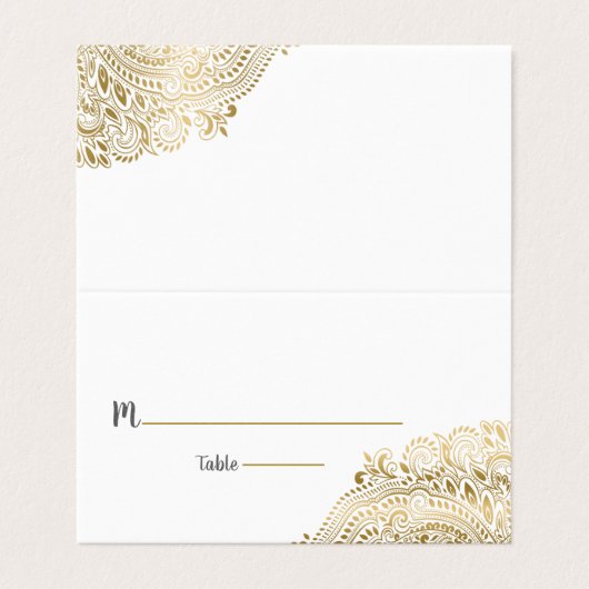 座席表カスタム金ゴールドフローラペイズリーレース 名刺 (外部フラット)