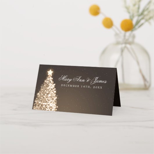 座席表クリスマスウェディングパーティー金ゴールドブラウン プレイスカード (裏面)