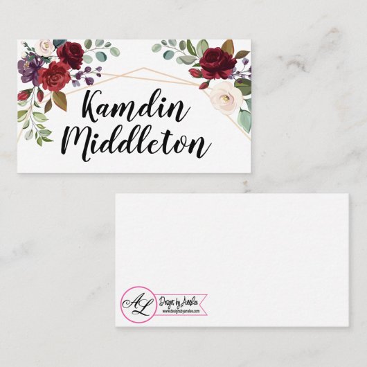 座席表スパーソナライズされたホワイトローゼス金ゴールド幾何学模様 プレイスカード (正面/裏面)