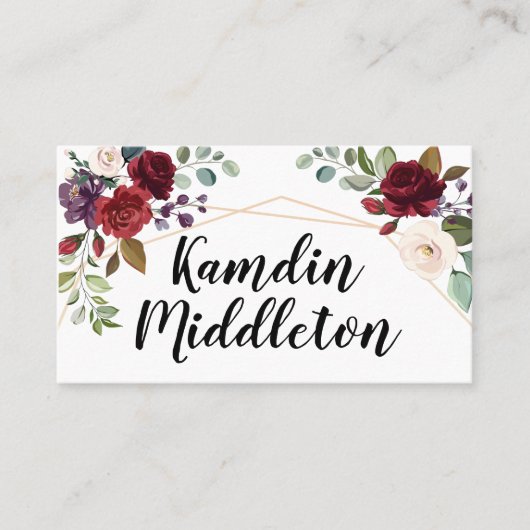 座席表スパーソナライズされたホワイトローゼス金ゴールド幾何学模様 プレイスカード (正面)