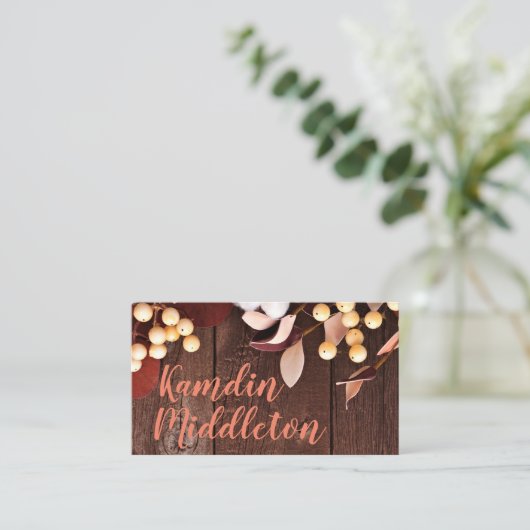 座席表ズパーソナライズされたコットンブランチオンダークウー プレイスカード (スタンド正面)