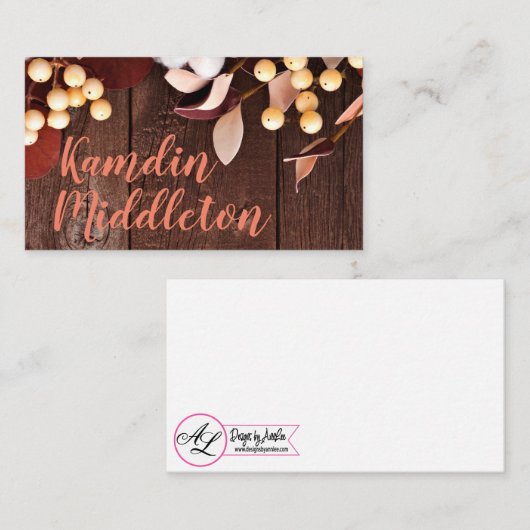 座席表ズパーソナライズされたコットンブランチオンダークウー プレイスカード (正面/裏面)