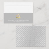 座席表バー(ユダヤ教の)バル・ミツバー金ゴールドスターのデイビッド・グレイ プレイスカード (正面/裏面)