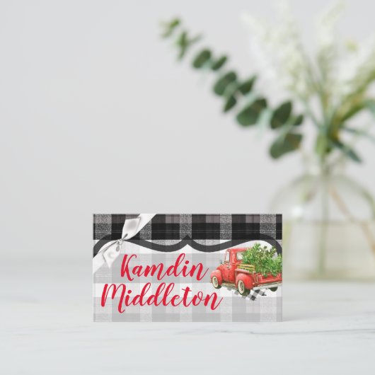 座席表パーソナライズされたクリスマストラッククリスマスバフ プレイスカード (スタンド正面)