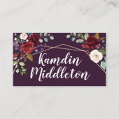 座席表パーソナライズされたプラムパープルバラ金ゴールドゲ プレイスカード (正面)