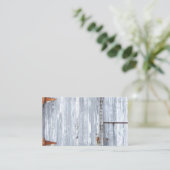 座席表空白のホワイトウォッシュウッドバーンドドアカウンタ プレイスカード (スタンド正面)