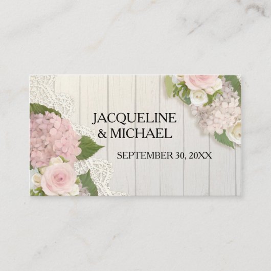 座席表素朴レースnウッドカントリーバーンフローラ プレイスカード (正面)