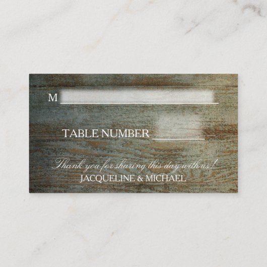 座席表素朴レースnダークウッドカントリーバーン プレイスカード (裏面)