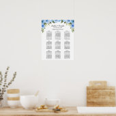 座席表結婚式の青い花標識 ポスター (キッチン)