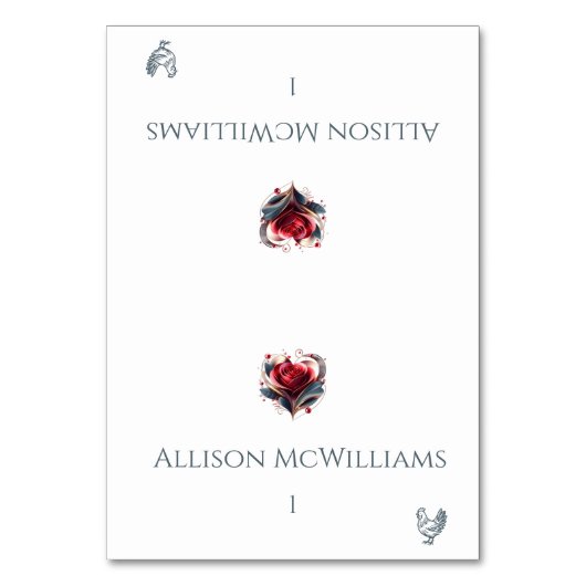 座席表結婚 – チキンアイコン – ハート型バラ テーブルナンバー (正面)