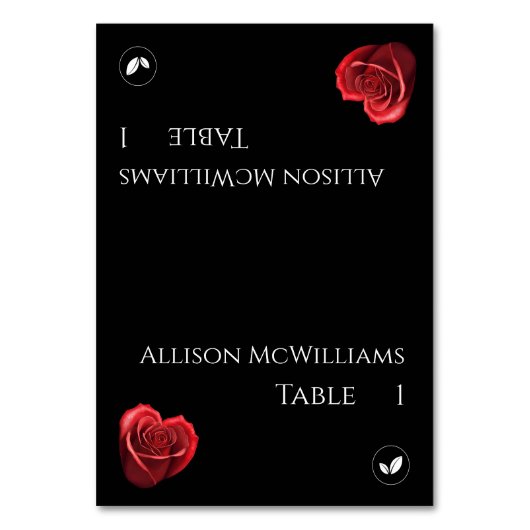 座席表結婚-ベジタリアン – ハート型バラ- テーブルナンバー (正面)