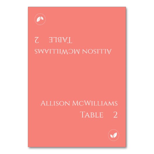 座席表結婚-ベジタリアン – ピンクサンゴ –  テーブルナンバー (正面)