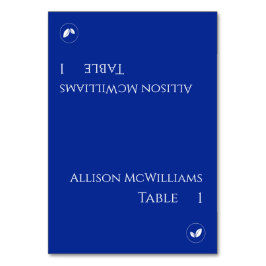 座席表結婚-ベジタリアン – 青と白 テーブルナンバー