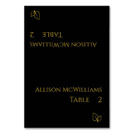 座席表結婚-ベジタリアン – 黒と金ゴールド- テーブルナンバー