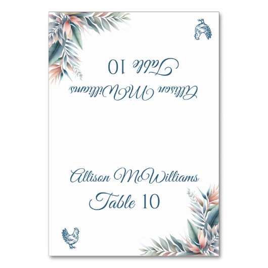 座席表結婚 – 熱帯の夢 – 家禽 テーブルナンバー (正面)